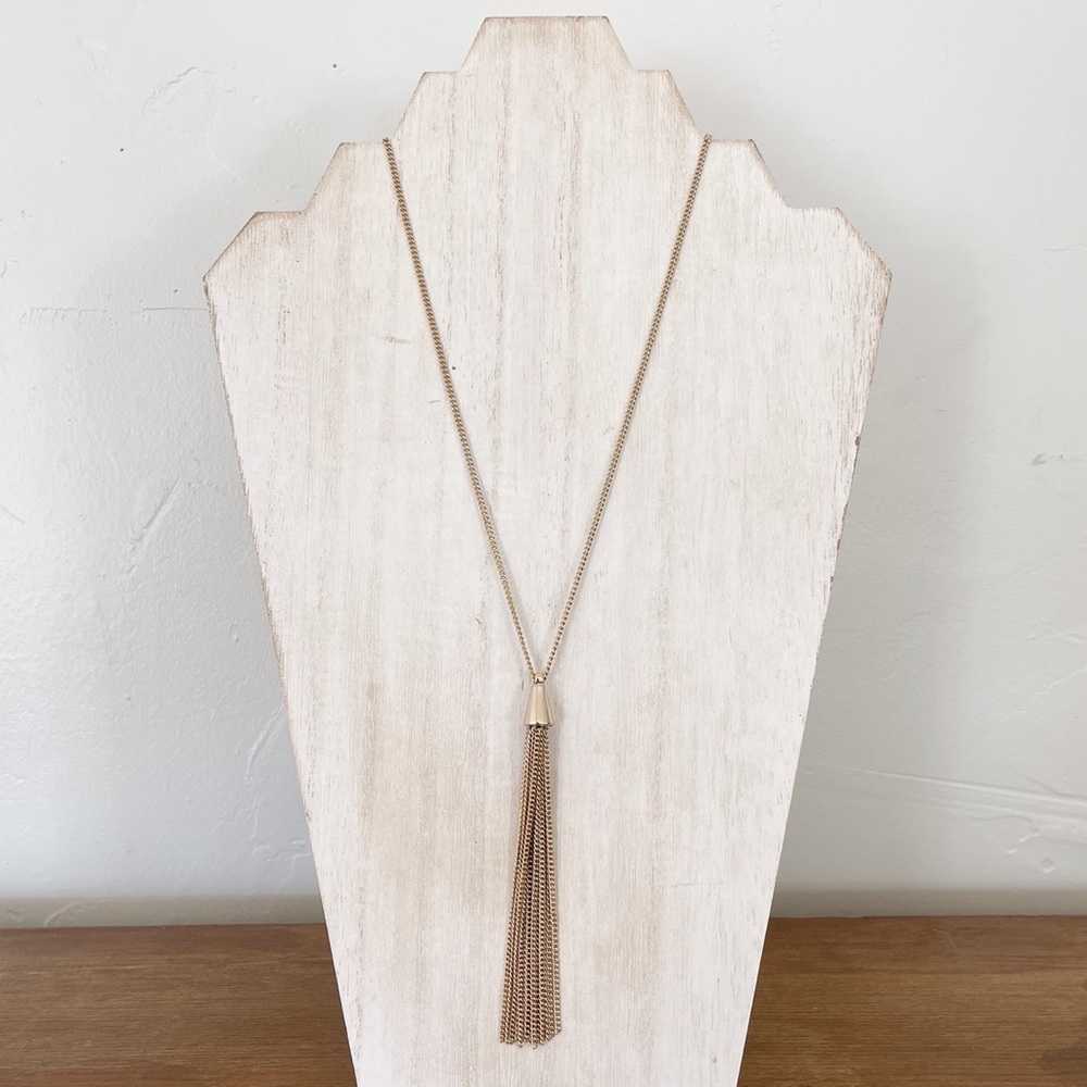 LOFT Gold Long Chain Tassel Necklace